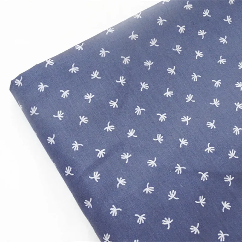 Ткань приятный для кожи хлопок твил Синий принт цветок детской одежды