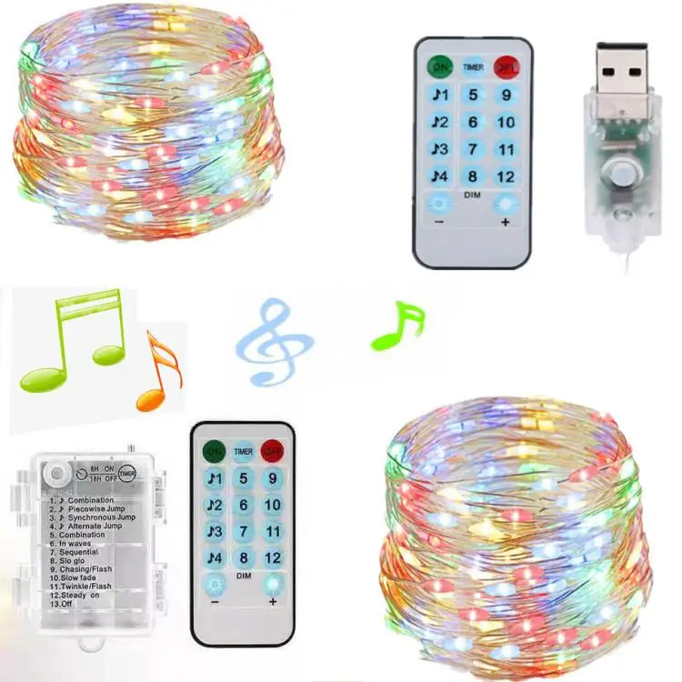 SOLLED USB зарядка звуковая активация музыка струнные огни для вечерние Рождество