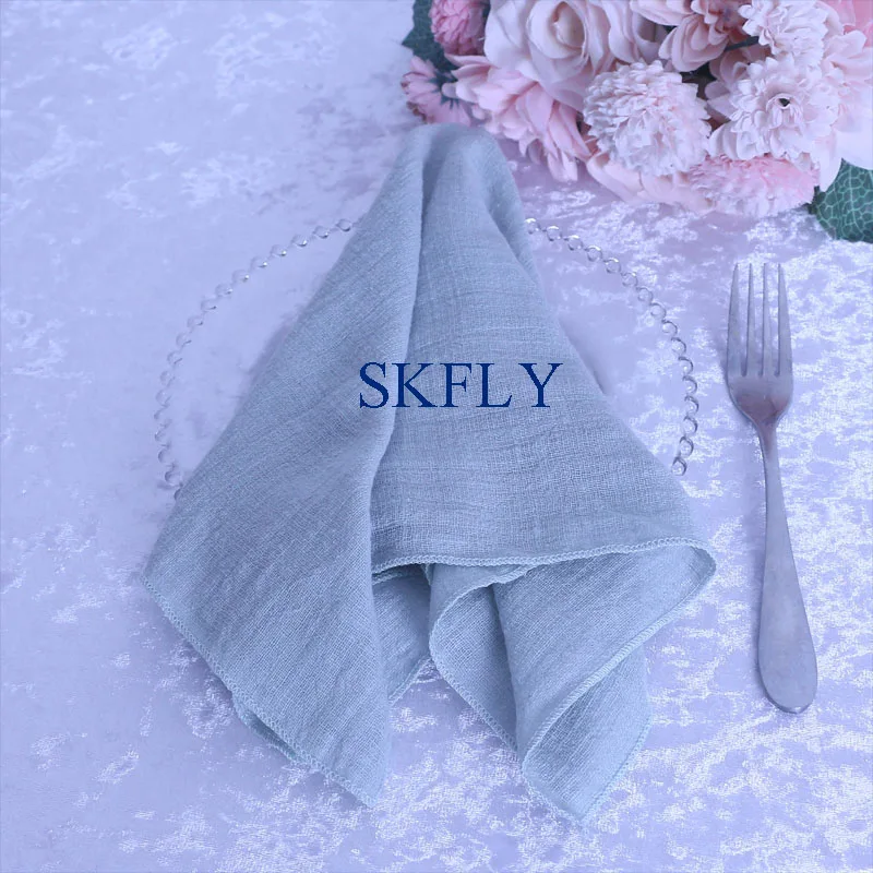 NP013E6 washable 6 pcs/lot wedding party 40cm*40cm blue sage green terracotta cotton cheesecloth gauze table napkin | Дом и сад