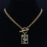 stainless steel witchcraft sun moon snake chain necklace womenmen gold color geometry choker necklace jewelry bijoux npw6s02