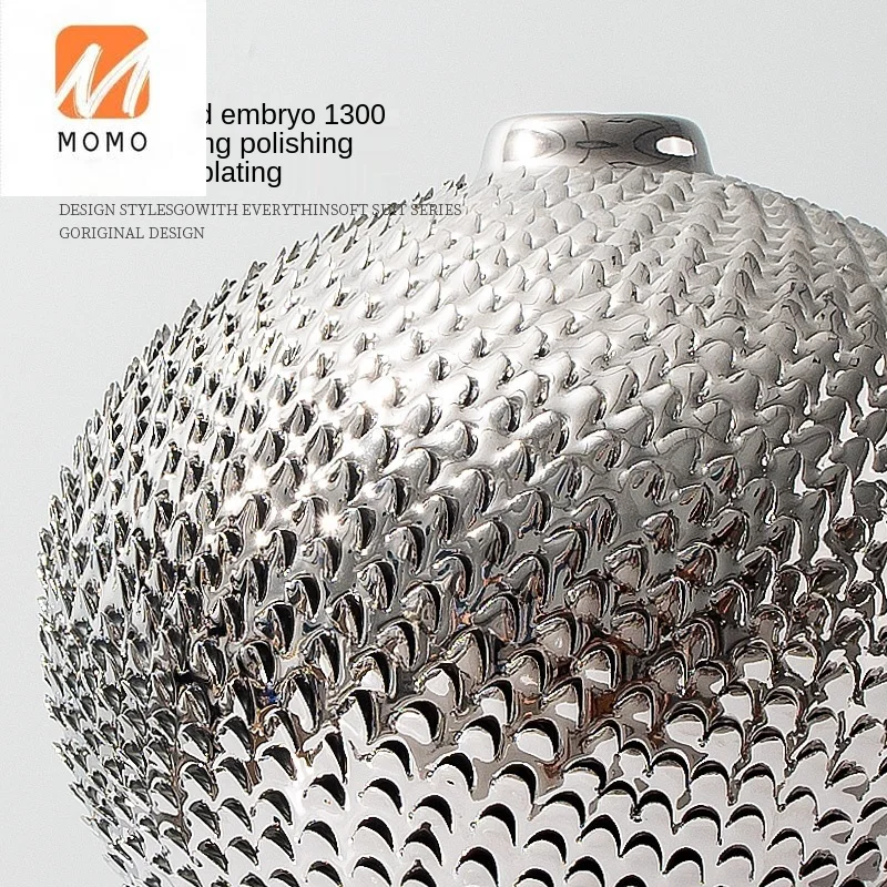 

Luxury Electroplating Ceramic Pineapple Pattern Large Vase Decoration Flower Container Model Room Hotel Soft Outfit Decorations