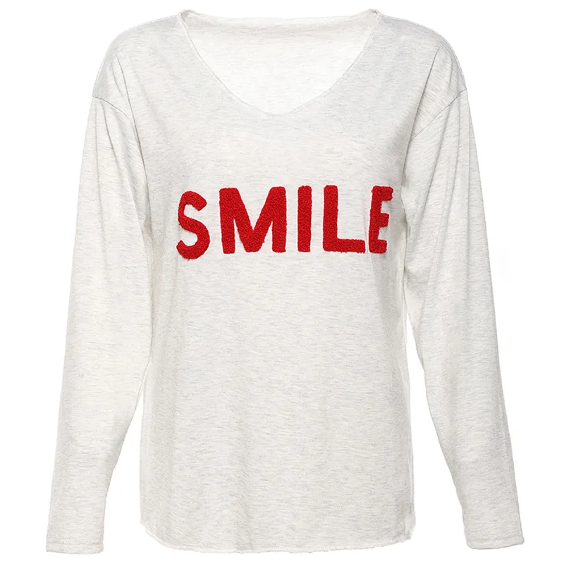 Женская хлопковая рубашка с длинным рукавом и V-образным вырезом | одежда