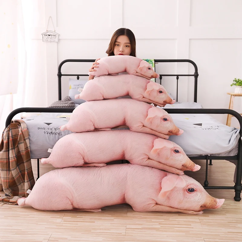 melhor Simulado Porco Curto Pelúcia Travesseiro Animais Enchidos Travesseiros Para Dormir Crianças Adultos Animais De Estimação Reforçar Sofá Cadeira Decoração Cama/amigo Presente