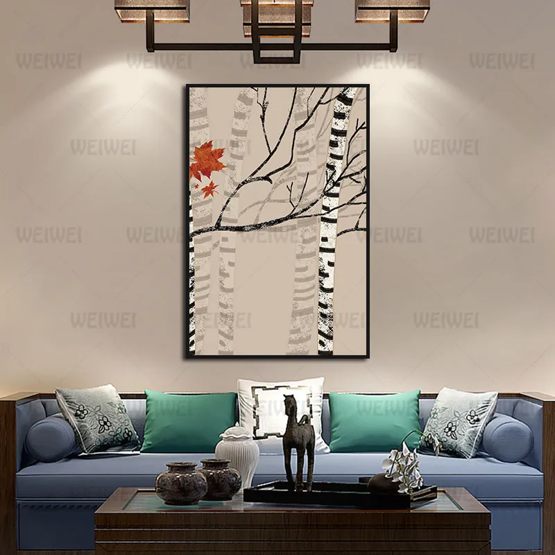 

Home Decoration Painting Red Maple Tree Poster Bedroom Canvas Painting Wall Art Hd Printing Can Be Customized