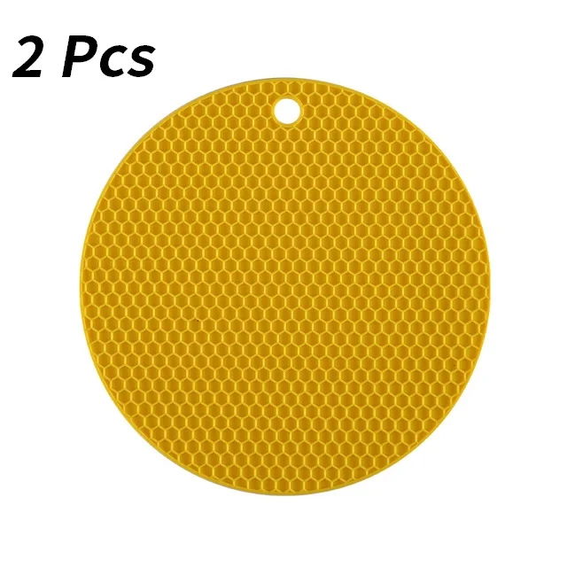Yellow-2 Pcs Многофункциональные силиконовые подставки под столовые приборы, круглые подставки для кухонной утвари, тонкие сотовые Нескользящие подставки - Цвет: Yellow-2 Pcs