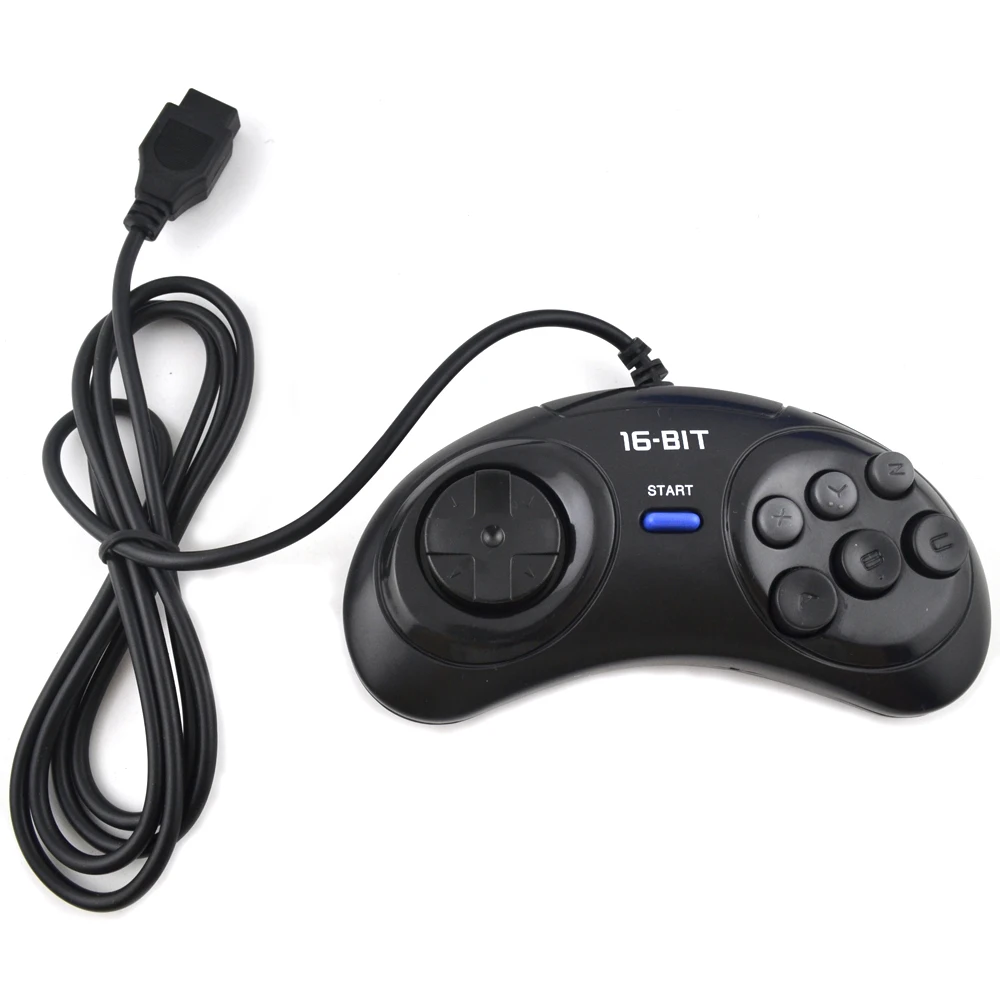 

Игровой контроллер для SEGA Genesis, 2 шт., контроллер с 16-битной ручкой, 6-кнопочный 9-контактный геймпад для SEGA MD, игровые аксессуары