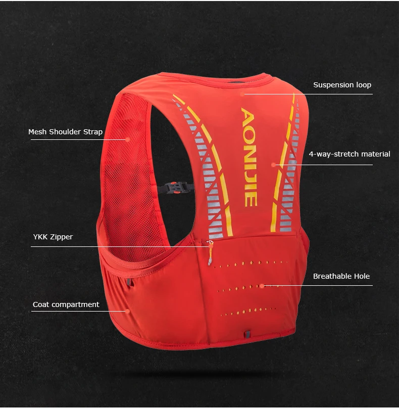 AONIJIE C933 5L Water Bag Backpack 2L Water Bag 250ML 350ML Water Bottle Vest Hiking Camping Running Marathon Rock Climbing