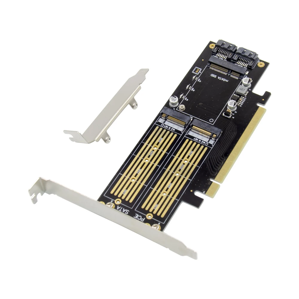 3 в 1 PCI E 0 X16 к NGFF M.2 NVMe AHCI SSD адаптер карта для M Key B mSATA твердотельный накопитель с