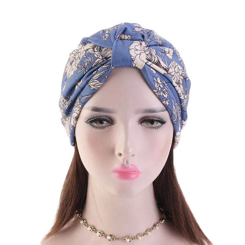 

Floral Cotton print muslim turban Casual Turbantes Stretch Head Wrap Headwear Women Turban scarf for women islamic inner hijab