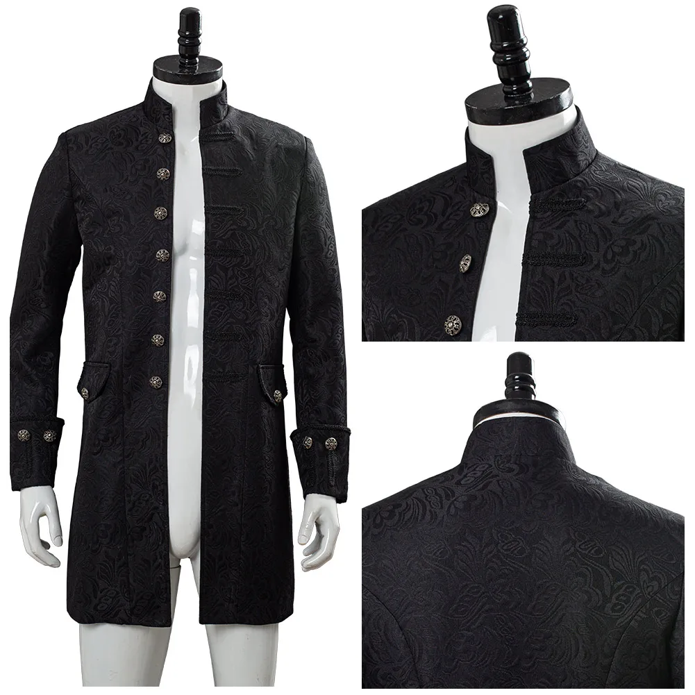 Черная Мужская ветровка в стиле стимпанк ретро тренчкот куртка Готическая