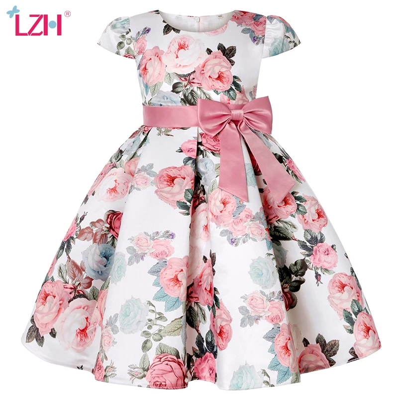 

LZH 2022 Kids Clothes Girls Printing Birthday Party Christmas Dress Formal Dresses For Children's Princess Dress 2-11 Years