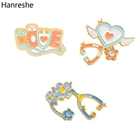 hanreshe fashion enamel colorful stethoscope brooch pin personalized medical jewelry accessories badge gift for women girls