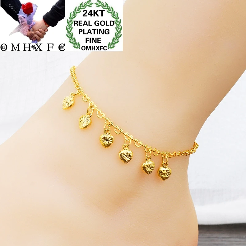 

OMHXFC JB13 Jewelry Wholesale European Fashion Fine Woman Girl Party Birthday Wedding Gift Fish Heart Peanut Charm Beach Anklet
