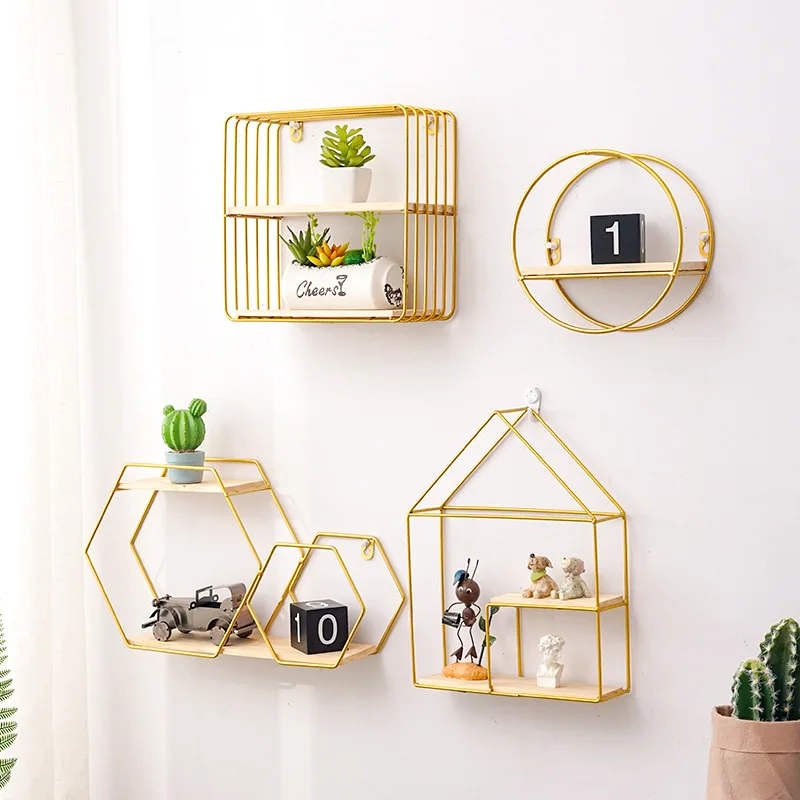 

Nordic INS Light Luxury Style Iron Wall Shelving Living Room Toilet Wall Hanging Basket Kitchen Wall Hanging Bathroom Storage