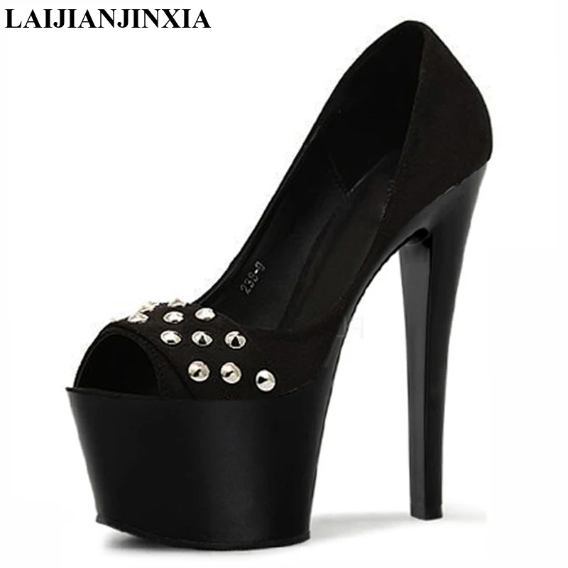 New black willow nail 17cm high heels hate sky-high women's shoes and crystal shallow-mouth Dance Shoes
