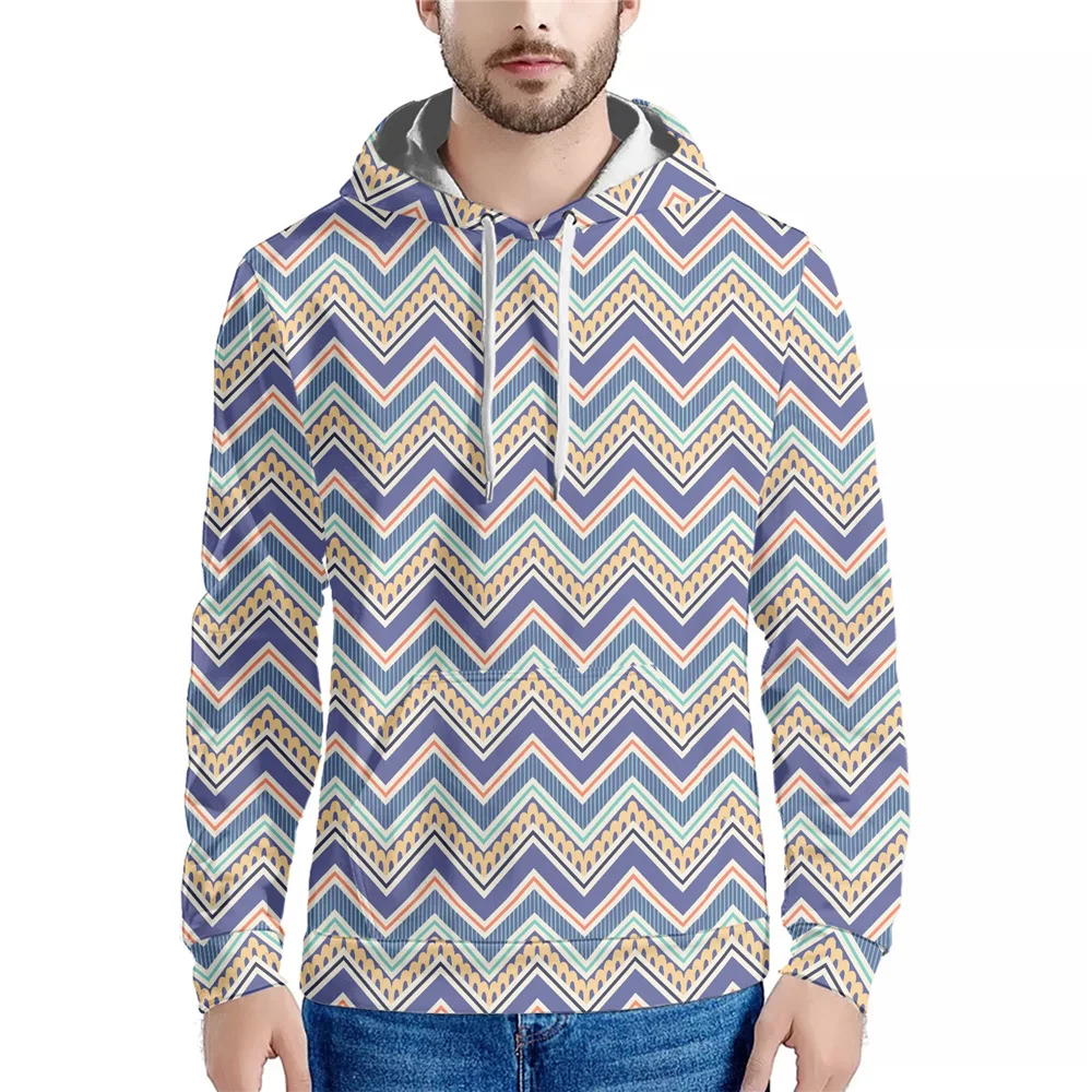 

Tribal Geometric Zigzag Style Men's Hoodies Winters Oversized Long Sleeve Sweatshirt Hoodies for Men Custom With Big Pockets
