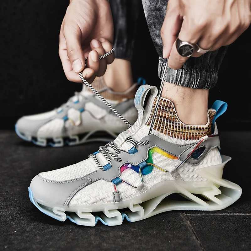 

Woven Men Sneakers Athletic Shoes New Fashion Lace-up Man Sock Shoes Cushioning Blade Shoes for Male Training tenis masculino