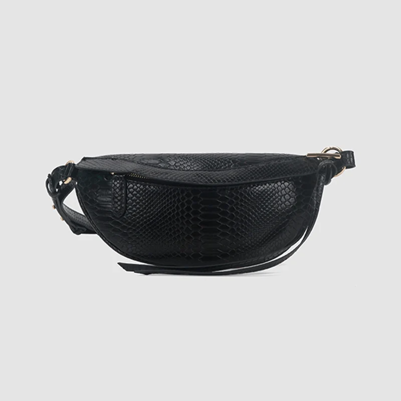 Black waist pack Серпантин поясная сумка Женская Роскошная поясная сумка высокого качества модная сумка через плечо нагрудная сумка из искусственной кожи Брендовая женская сумка через плечо - Цвет: Black waist pack
