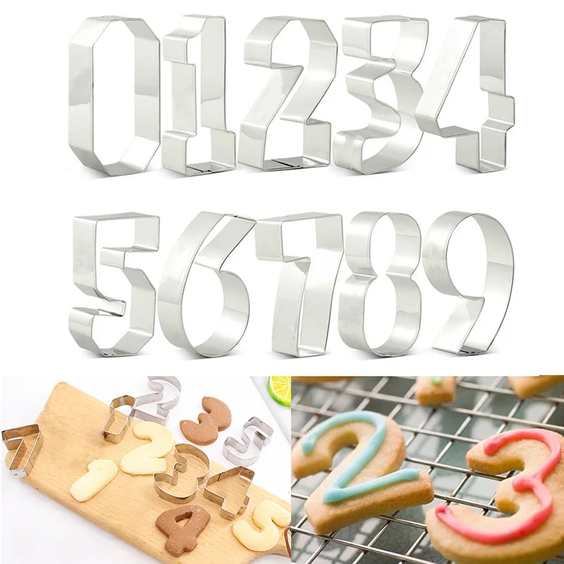 9 шт./компл. резак для печенья набор из нержавеющей стали цифры бисквит формы