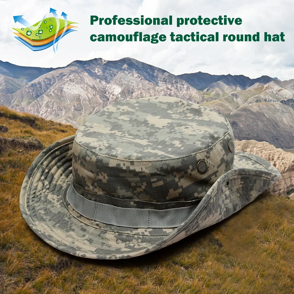

Camouflage Tactical Cap Military Boonie Hat Army Caps Camo Men Outdoor Sports Sun Bucket Cap Fishing Hiking Hunting Hats