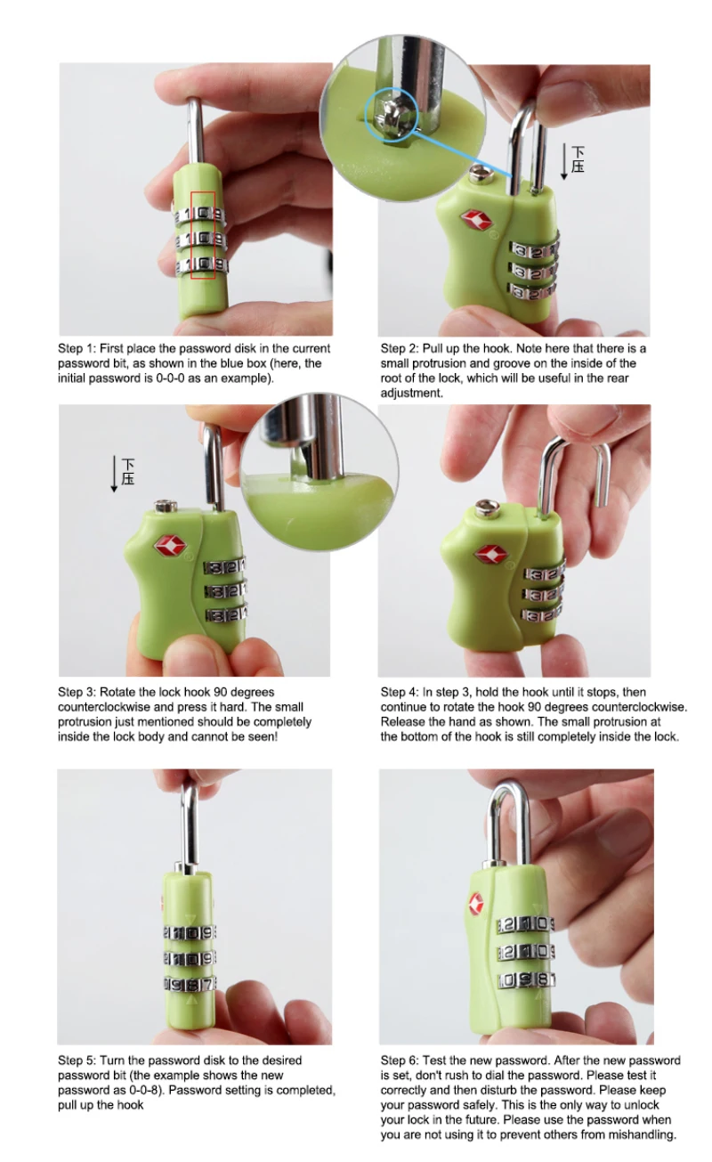 Замок для багажа велосипедный замок с 3 циферблатами путешествий TSA одобренный