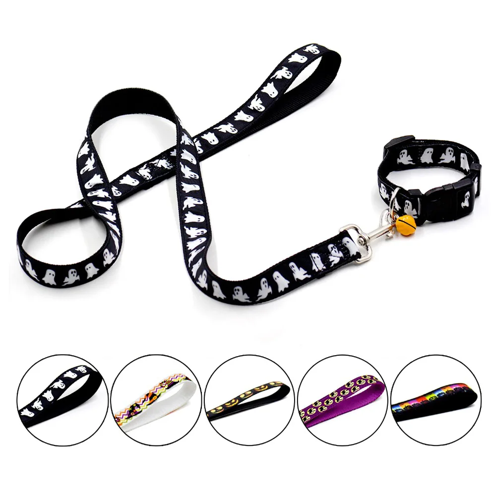 

Halloween Nylon Pet Dot Collar + Dog Leash Set With Bell For Small Medium Pet Dogs Cats Puppy Walking Running Leashes Chihuahua