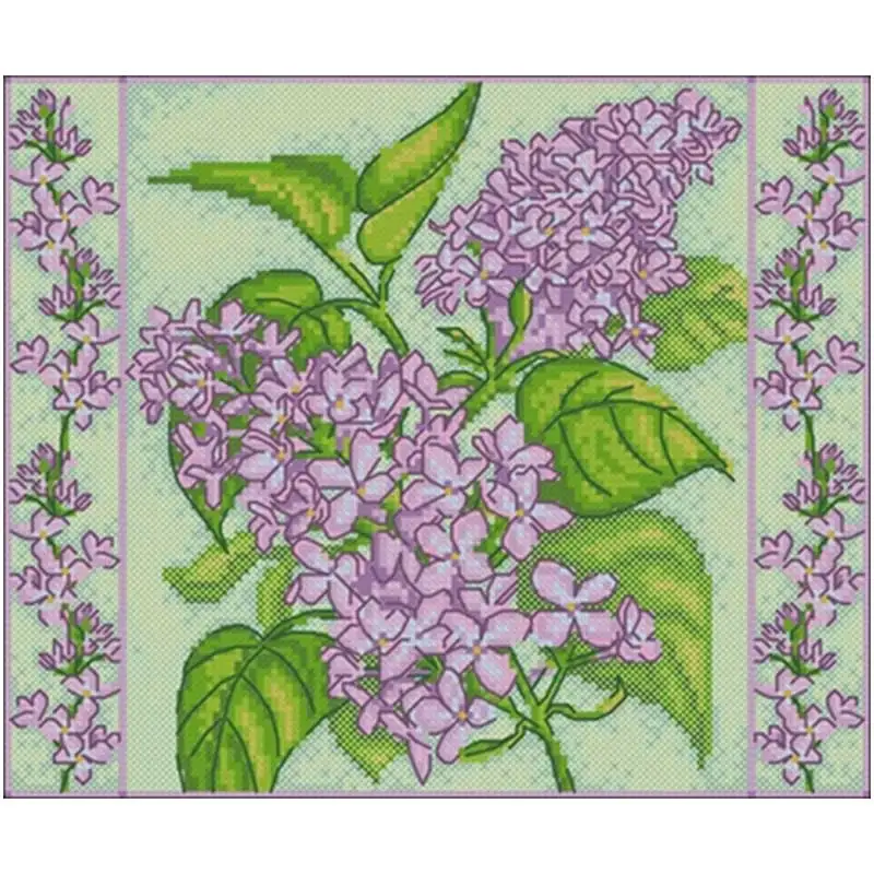 

Lovely lilac patterns counted 11CT 14CT 18CT DIY Cross Stitch Sets wholesale Cross-stitch Kits Embroidery Needlework