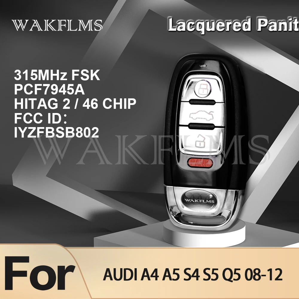 Лакированная Panit версия автомобильный смарт ключ брелок для Audi A4 A5 S4 S5 Q5 2008 2009 2010