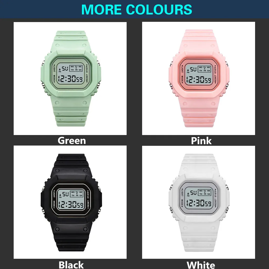 

PopKids Watches Boys Girls 30m Waterproof Digital Electronic Watch Fashion Led Luminous Clock Square Dial Children Watch Gifts