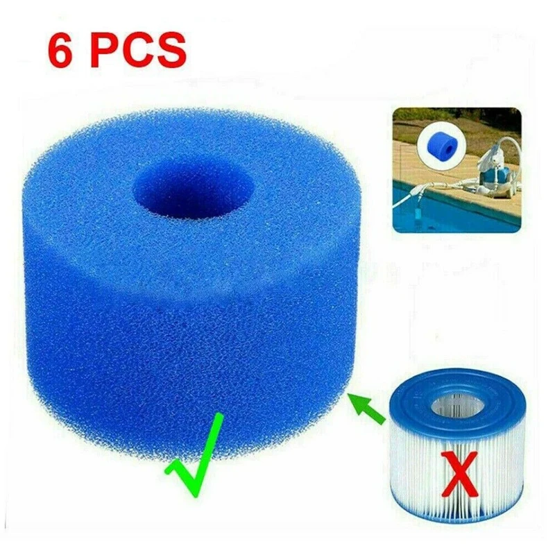 

6Pcs for Intex Pure Spa Reusable Washable Foam Hot Tub Filter Cartridge S1 Type
