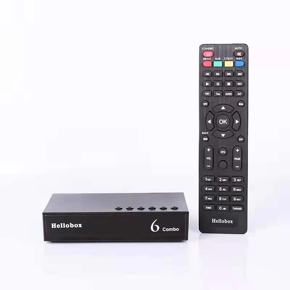 Комбо набор верхней коробки H.265 DVB S2X DVB-T2 DVB-C поддержка Cline Newcamd Scam + Auto Biss Powervu Hellobox 6