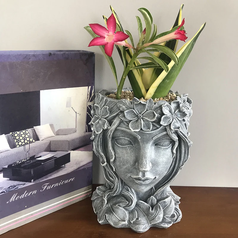 

Creatives Resin Flower Vases Figurines Flowers Pot Home Decor for Interior Home Office HANW88