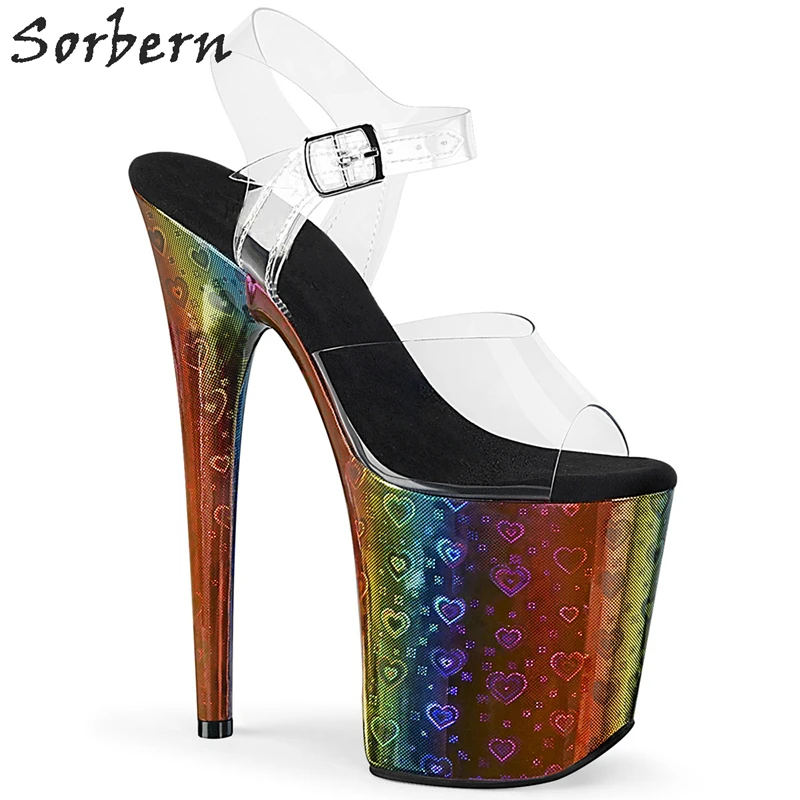 Сандалии женские из ПВХ радужные с ремешком на пятке|Боссоножки и сандалии| |