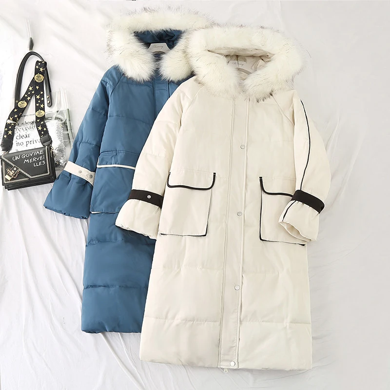 

2020 Xl-5Xl Plus Size Women Parker Coat Winter Artificial Fur Collar Clothes Loose Mid Length Cotton Padded Jacket Zipper