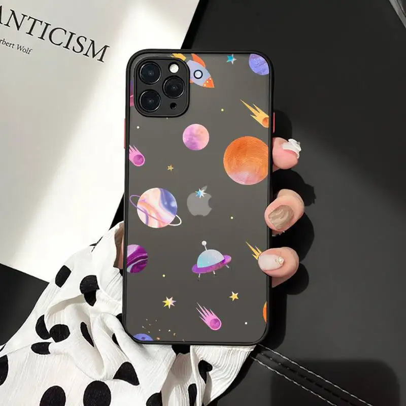 

Space Planet Stars Moon Spaceship Phone Cases matte transparent For iphone 7 8 11 12 plus mini x xs xr pro max cover