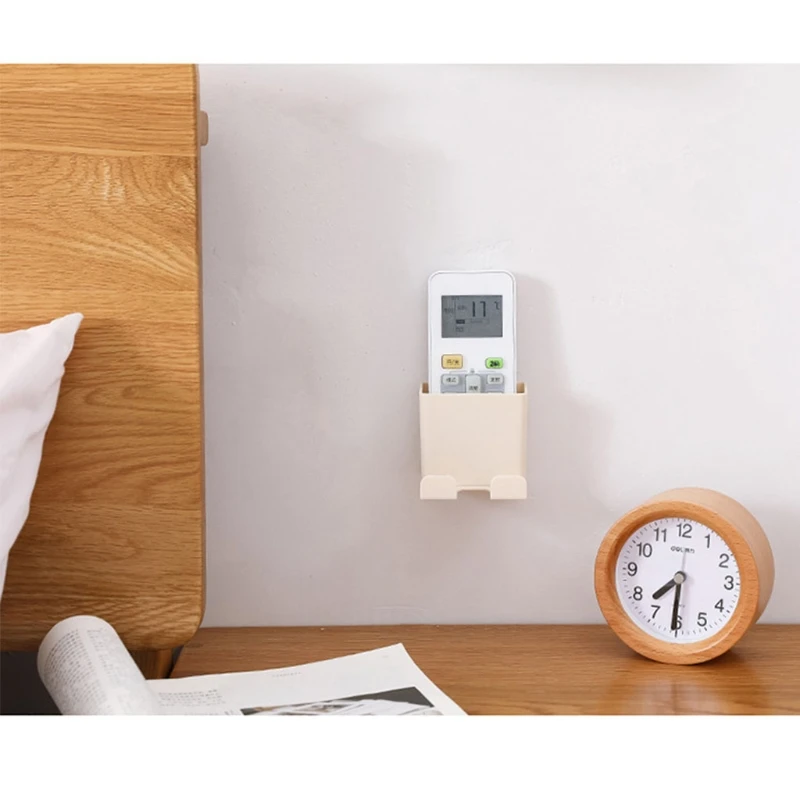 

Q0KF Wall Mounted Phone Holder Remote Control Storage Box Smartphone Hanging Case Rack Organizer