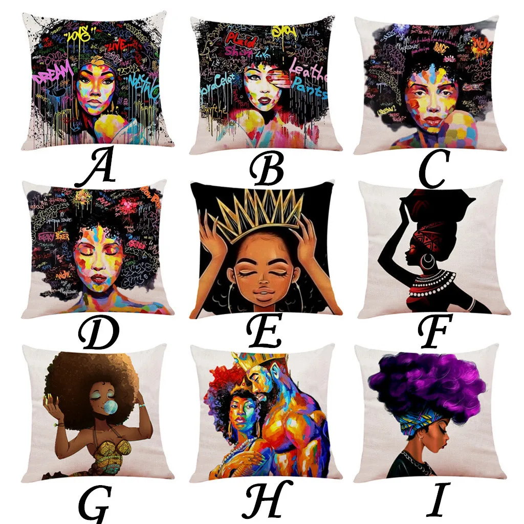 Наволочка модная АФРИКАНСКАЯ ДЕВУШКА Дамская картина маслом семейное