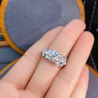 mosan diamond ring 2 0ctd color vvs1 grade clarity eight heart eight arrows cutting gia jewelry luxury wedding ring s925