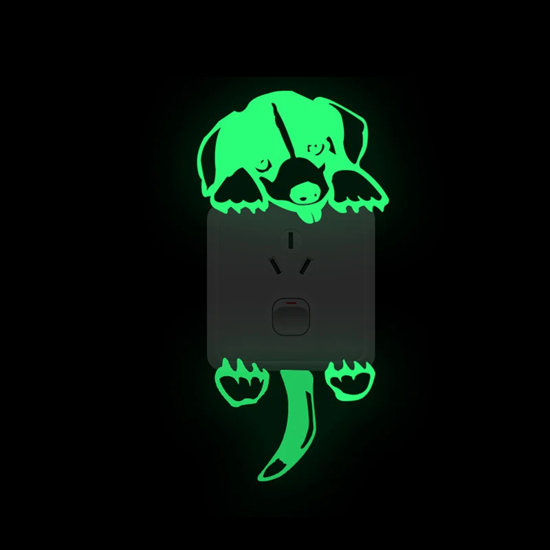 

Green Stars Cat Fairy Moon DIY Wall Light Switch Sticker Glow in Dark Ceiling Kids Room Decor for Kids Room living room Decal