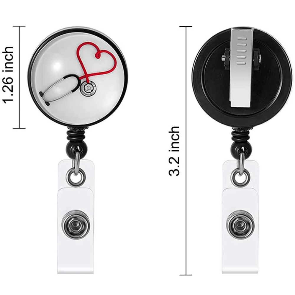 

4PCs Nurse Badge Reel Holder Retractable Nurse ID Lanyard Name Card Badge Holder with Alligator Clip Identity Badge Gift Office
