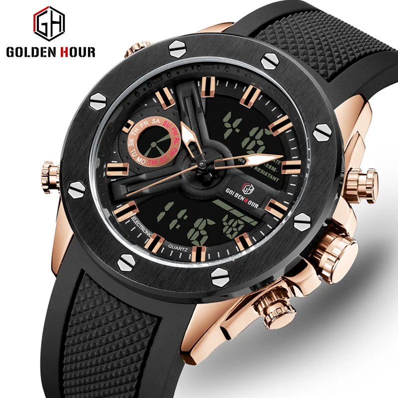 

Men Watch Top Luxury Brand GOLDENHOUR Sport Fashion Army Men's Watches Quartz Waterproof Wrist Watch Male Clock Reloj Hombre