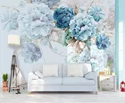 Настенные 3d обои Bacal, в скандинавском стиле, с изображением пионов, синих цветов, сада, гостиной, телевизора