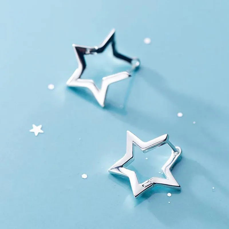 Женские серьги-гвоздики со звездой простые серьги из стерлингового серебра 925