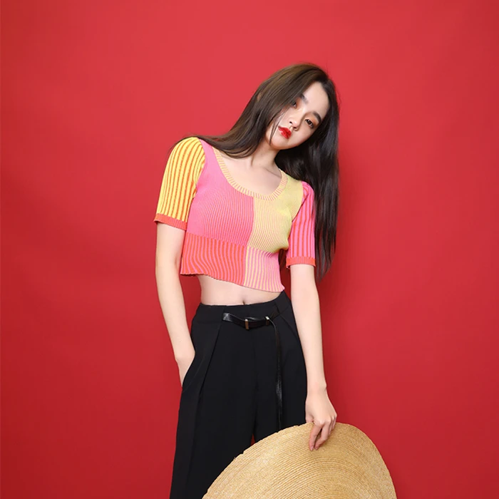 Женский трикотажный сексуальный укороченный Топ для женщин 2020 летний