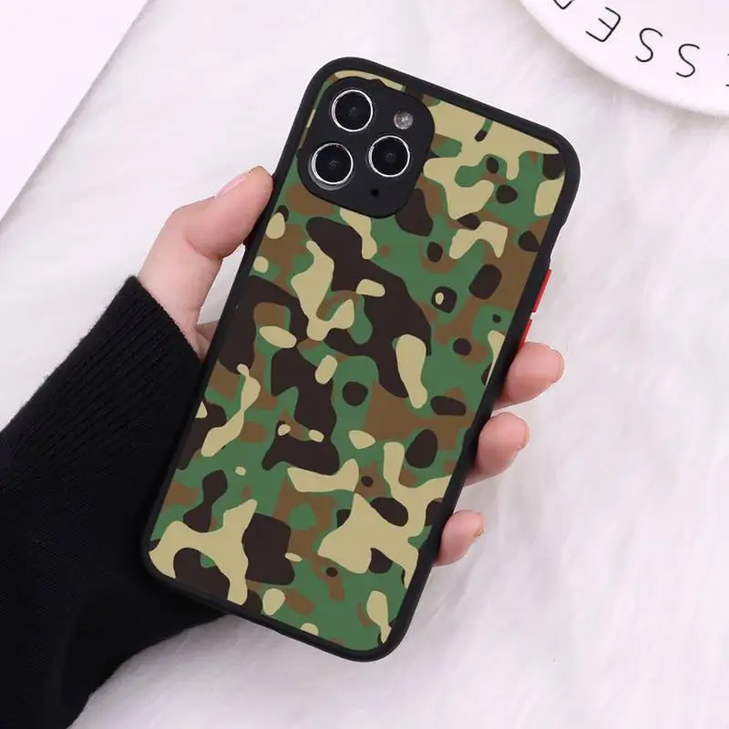 

Camouflage Pattern Camo military Phone Case Matte Transparent for iPhone 7 8 11 12 s mini pro X XS XR MAX Plus cover funda