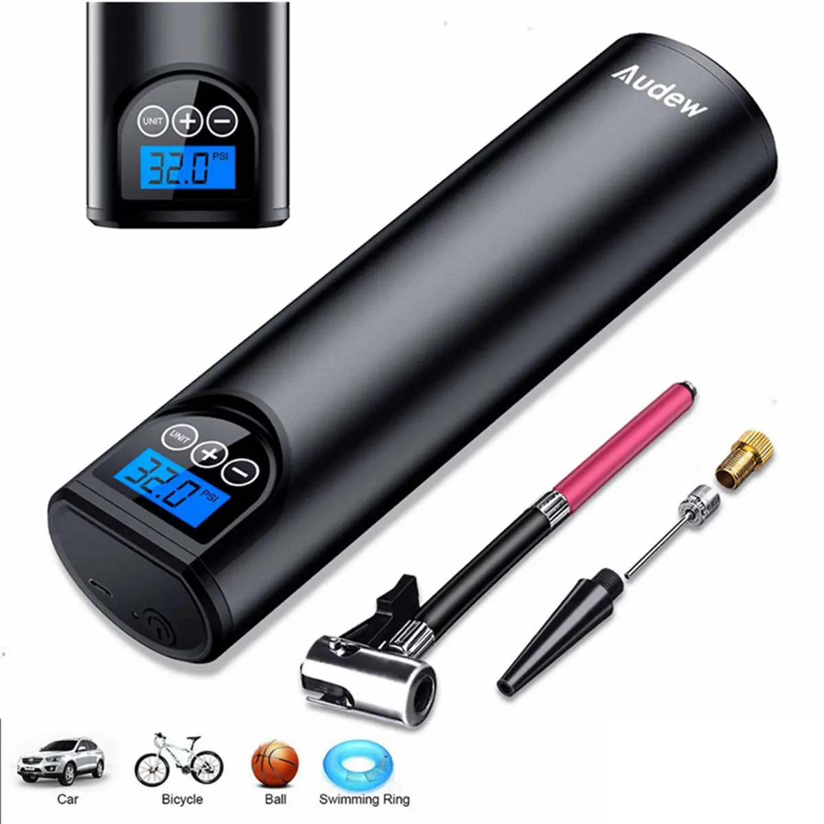 

150PSI Air Compressor Portable Car Tire Air Pump Rechargeable Car Tyre Inflator Wireless LCD Display USB Charging Motorcycle 12V