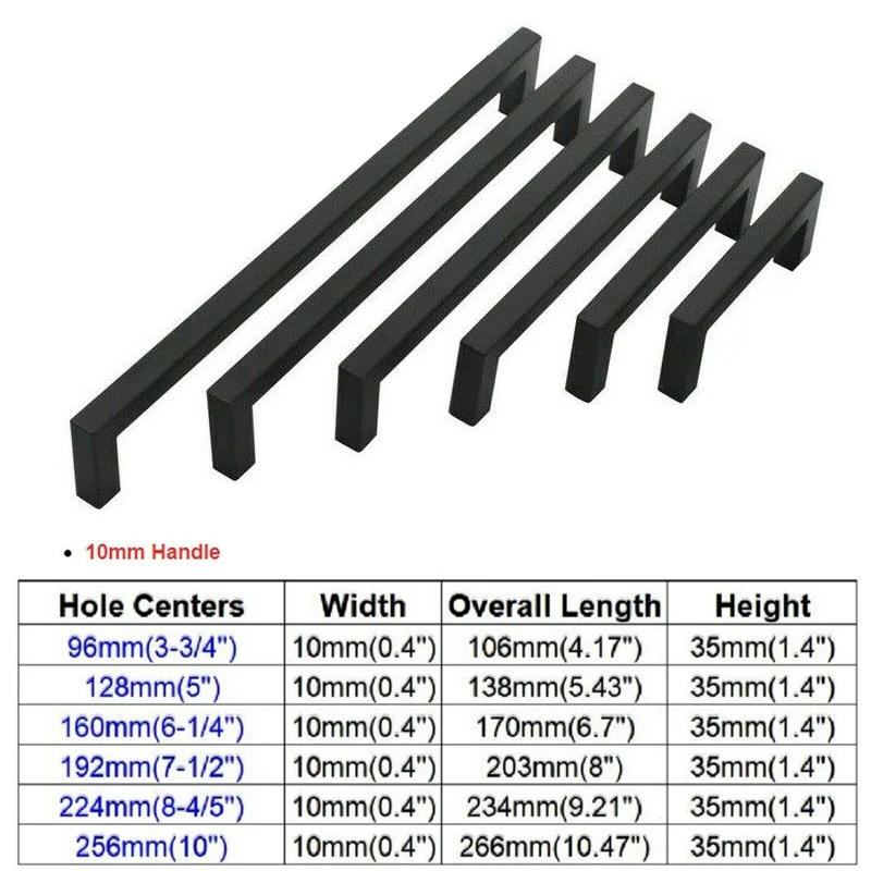 Современная черная ручка для шкафа квадратная фурнитура мебели кухонные дверные