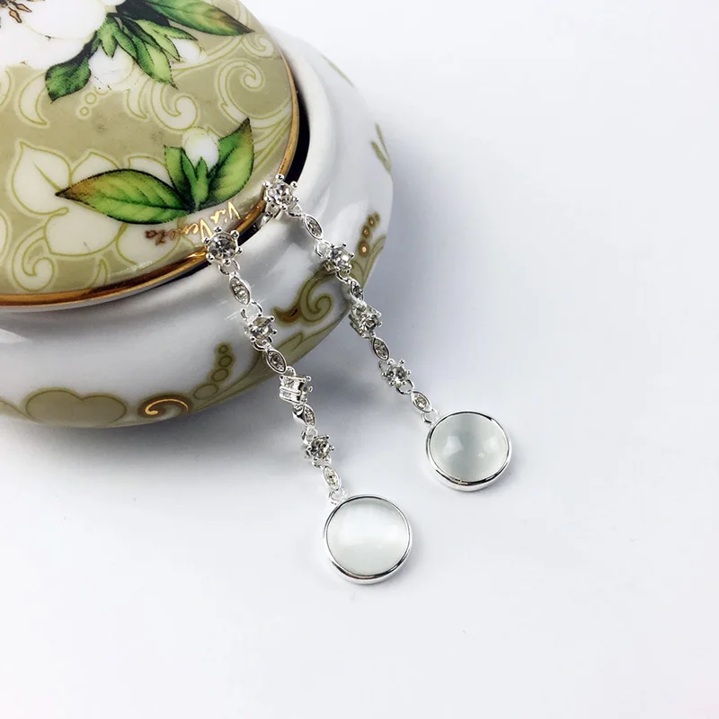 Женские длинные серьги-подвески со звездами из серебра 925 пробы с перламутром и