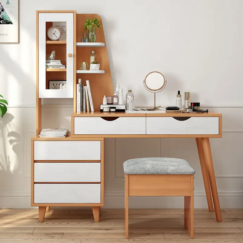 

Dressing Table Bedroom Net Red Small Modern Simple Mini Mirror Girl Heart Cabinet Self-contained Home Furniture Vanity Desk