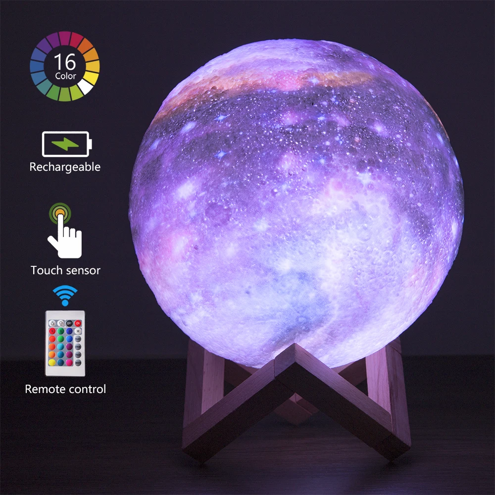 

3d Led Galaxy Moon Wall Table Lamp Night Lights Indoor Lighting Cute Room Decor bedside lamp for bedroom Children's Night Light